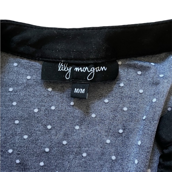 Polka dot black white short sleeve blouse - Picture 3 of 3